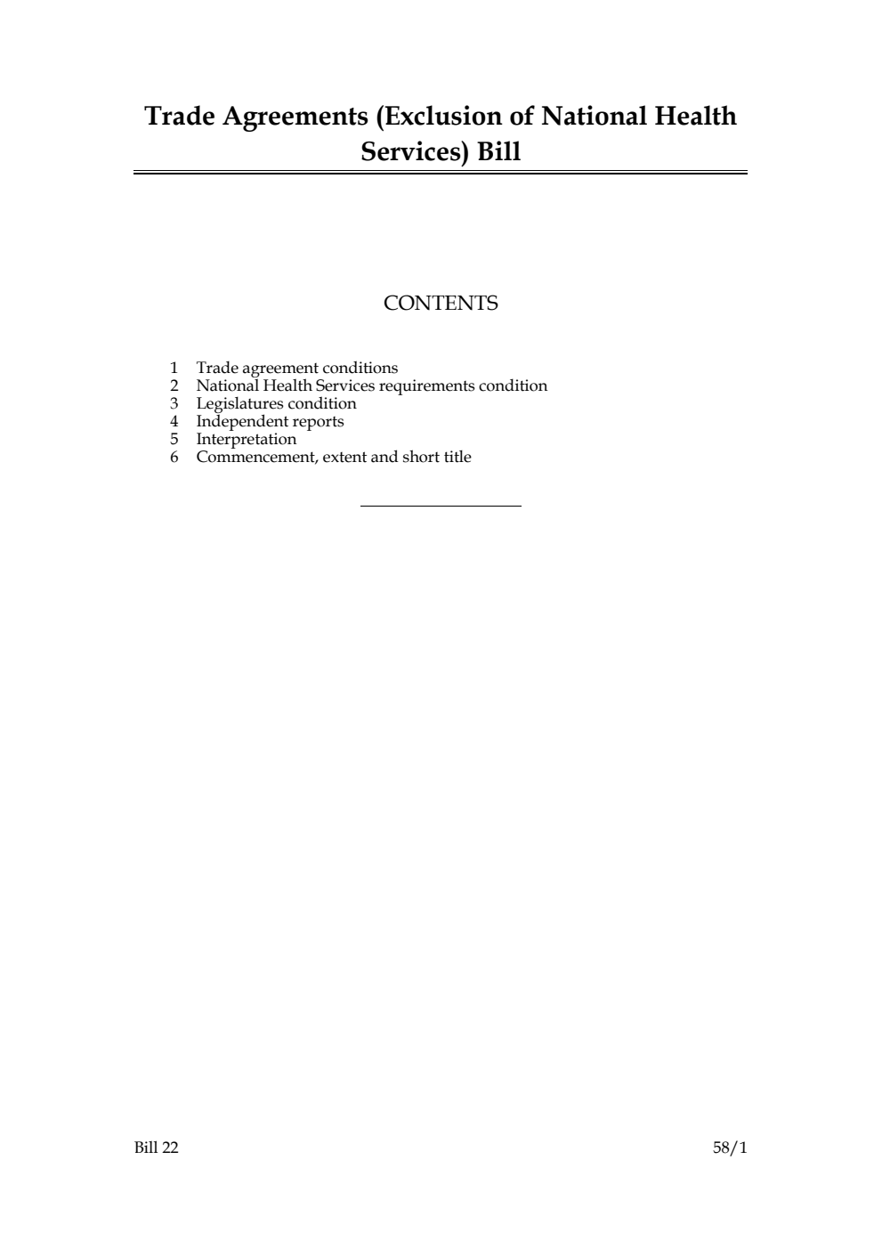 Trade Agreements (Exclusion of National Health Services) Bill