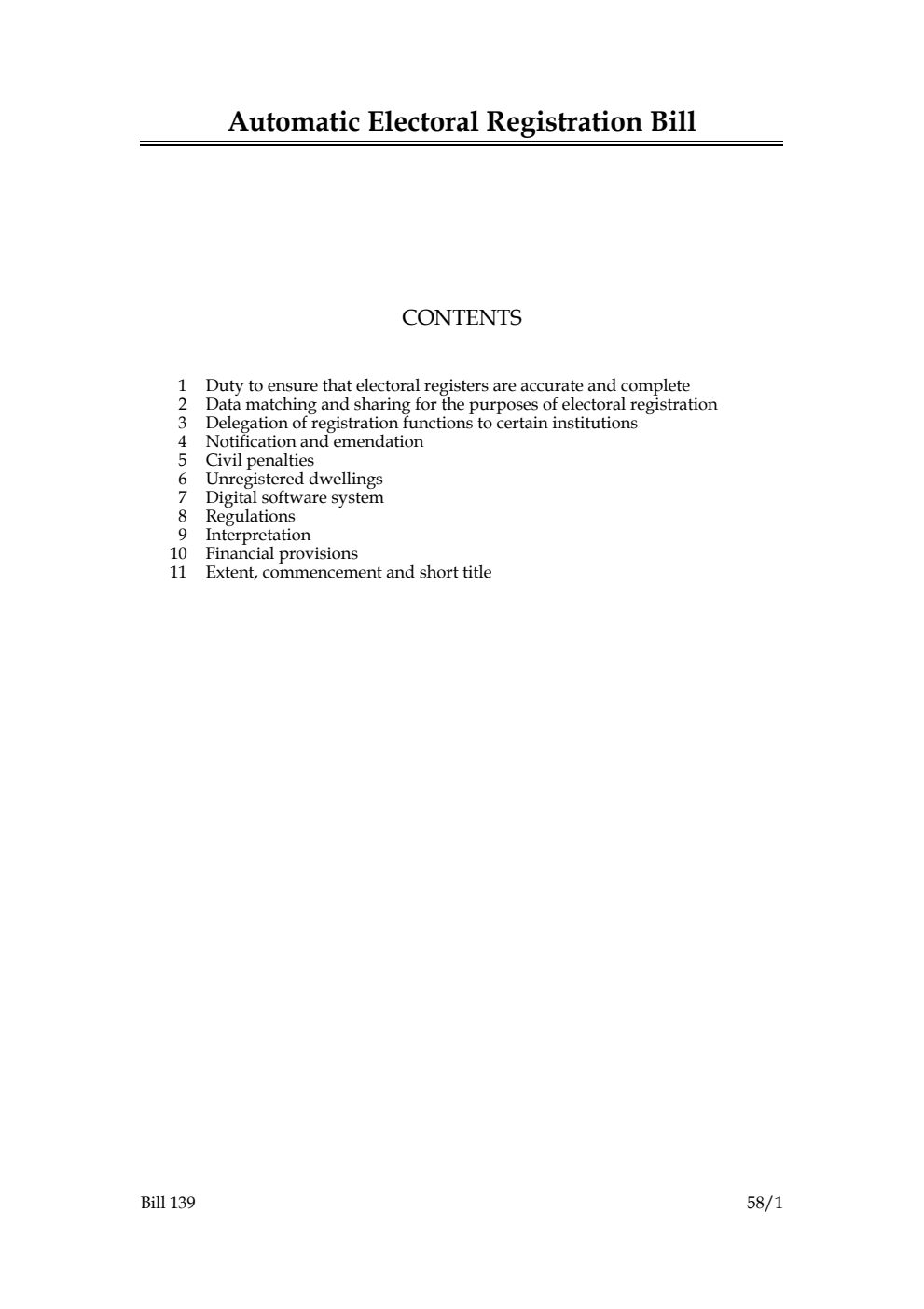 Automatic Electoral Registration Bill