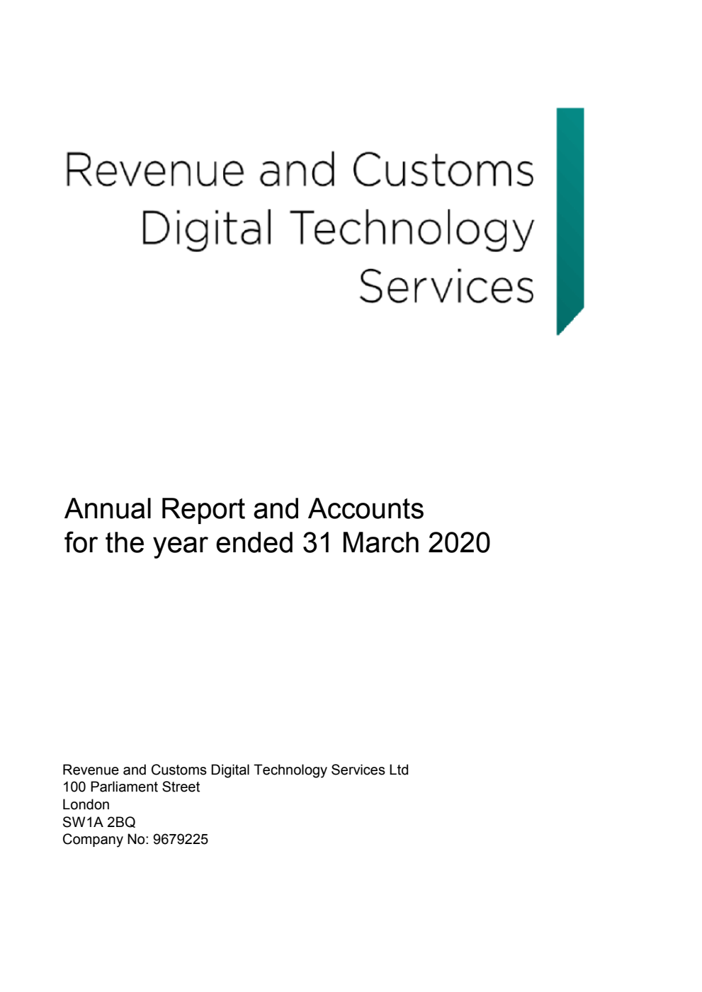 Revenue and Customs Digital Technology Services Annual Report and Accounts for the year ended 31 March 2020