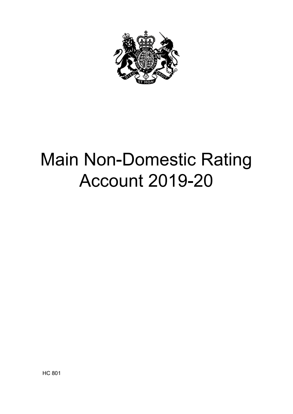 Main Non-Domestic Rating Account 2019-20
