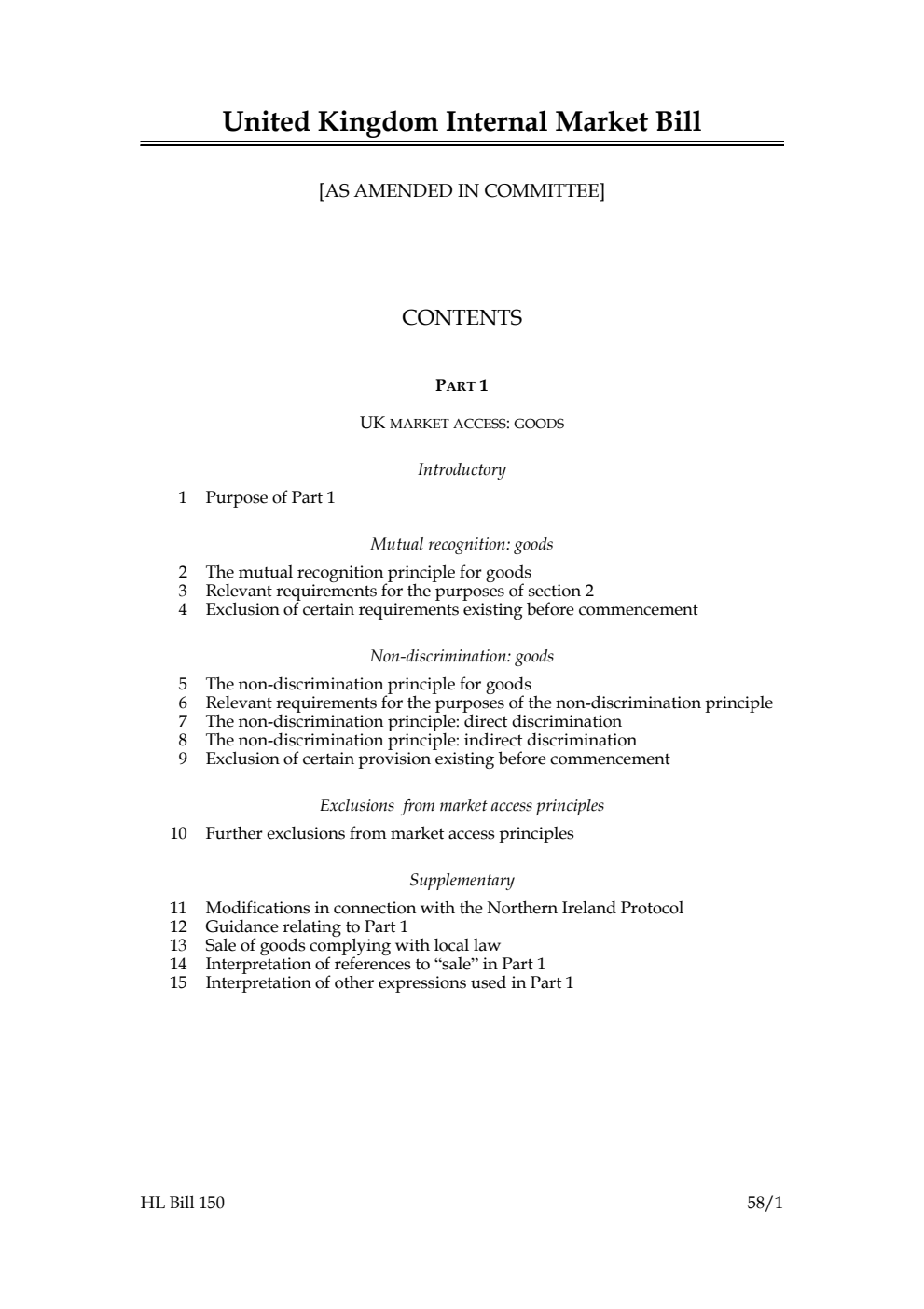 United Kingdom Internal Market Bill [as amended in Committee]