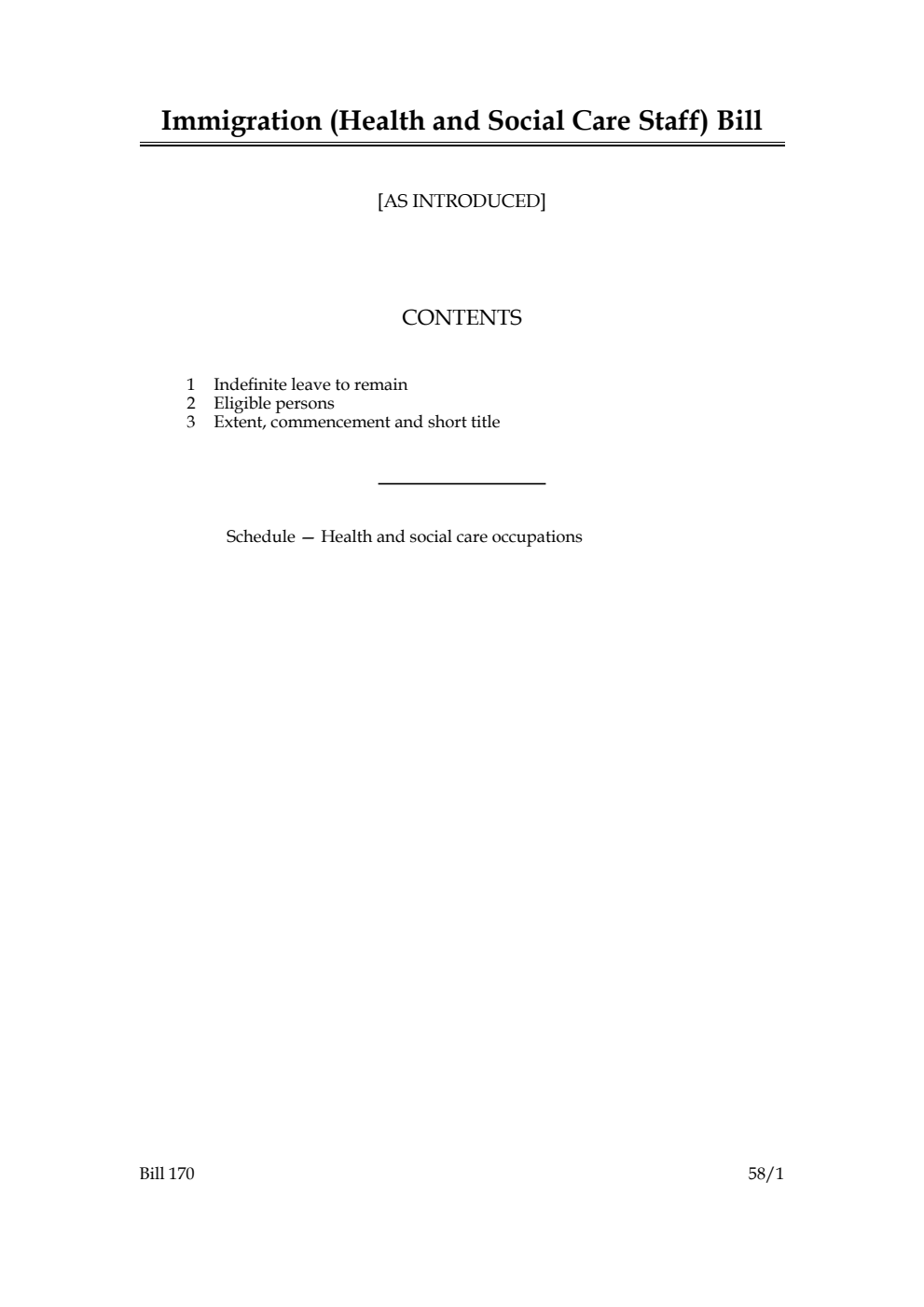 Immigration (Health and Social Care Staff) Bill