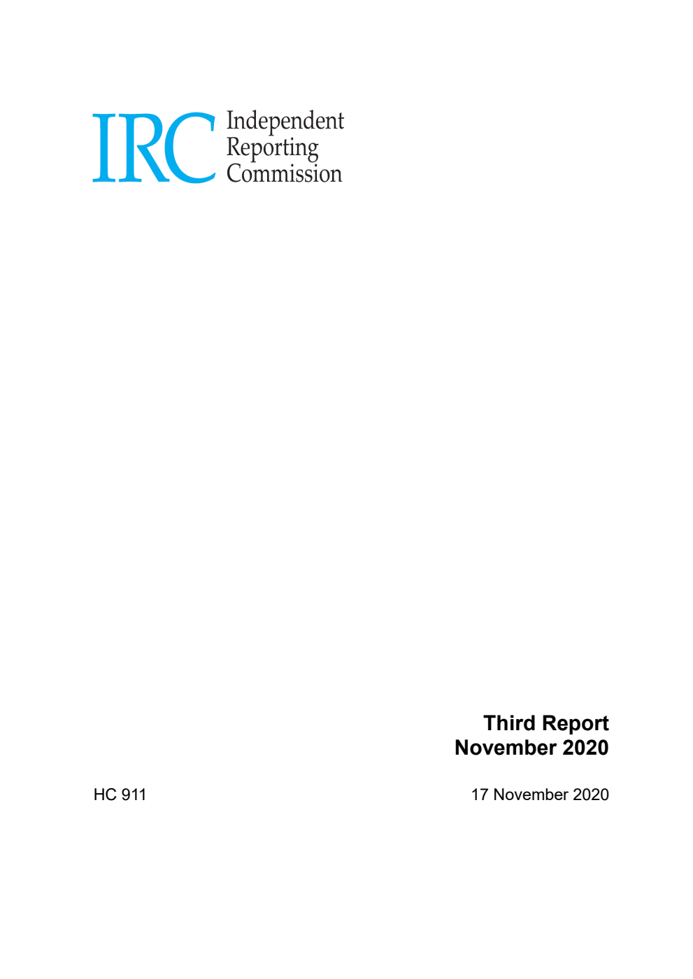 Independent Reporting Commission Third Report November 2020