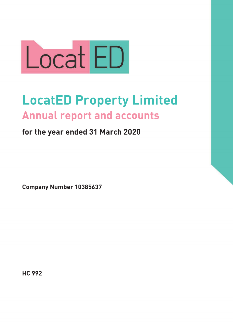 LocatED Property Limited Annual report and accounts for the year ended 31 March 2020