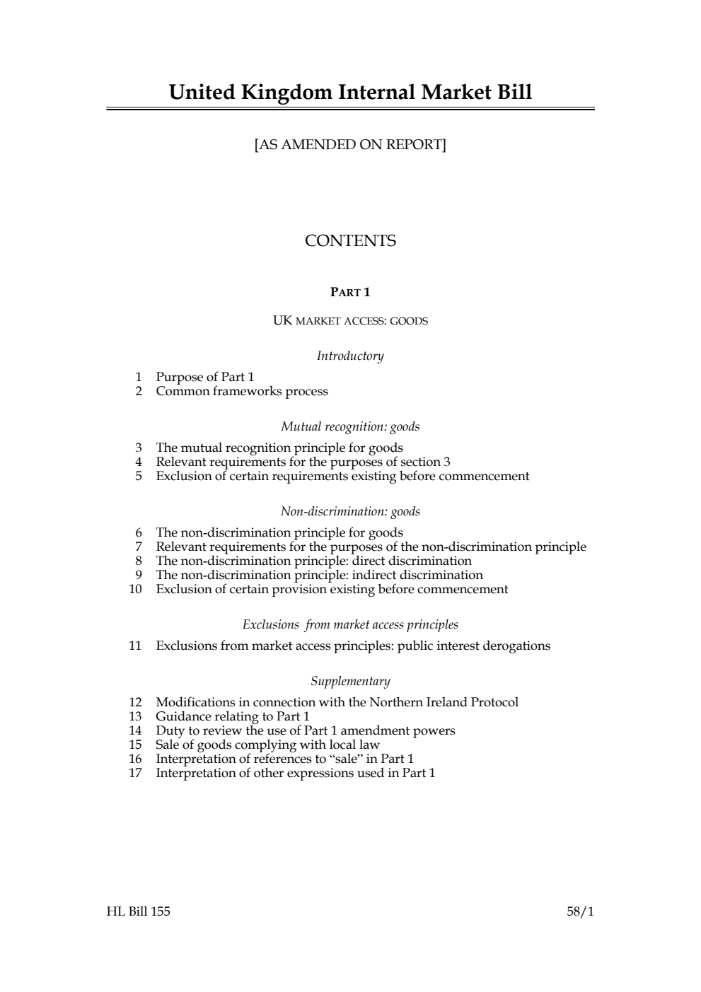 United Kingdom Internal Market Bill [as amended on Report]