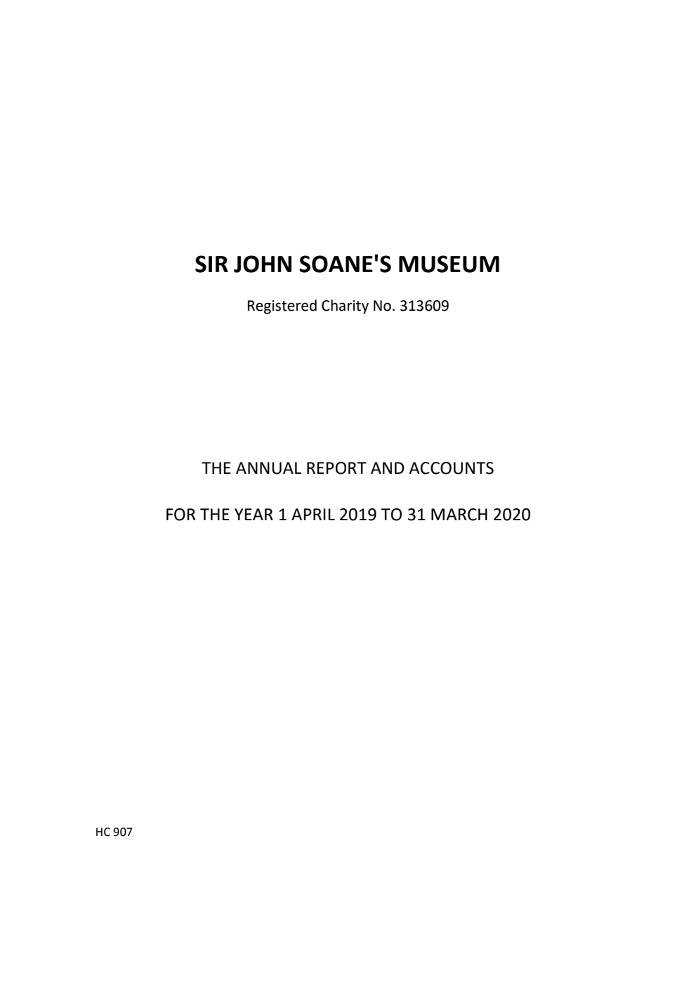 Sir John Soane's Museum The Annual Report for the year 1 April 2019 to 31 March 2020