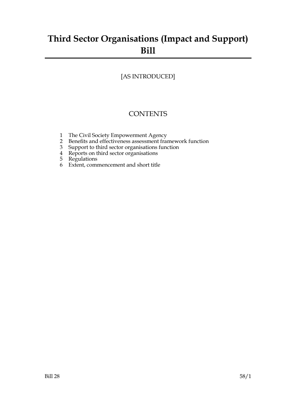 Third Sector Organisations (Impact and Support) Bill