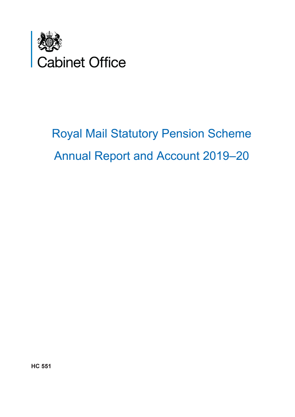 Royal Mail Statutory Pension Scheme Annual Report and Accounts 2019–20 (for the year ended 31 March 2020)