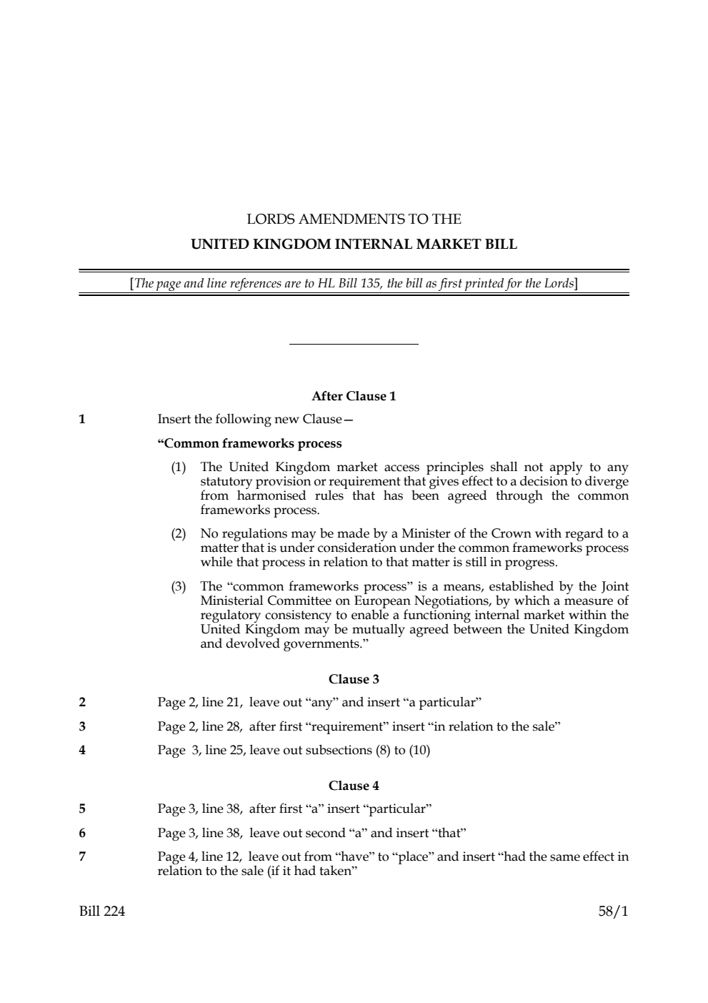 Lords Amendments to the United Kingdom Internal Market Bill