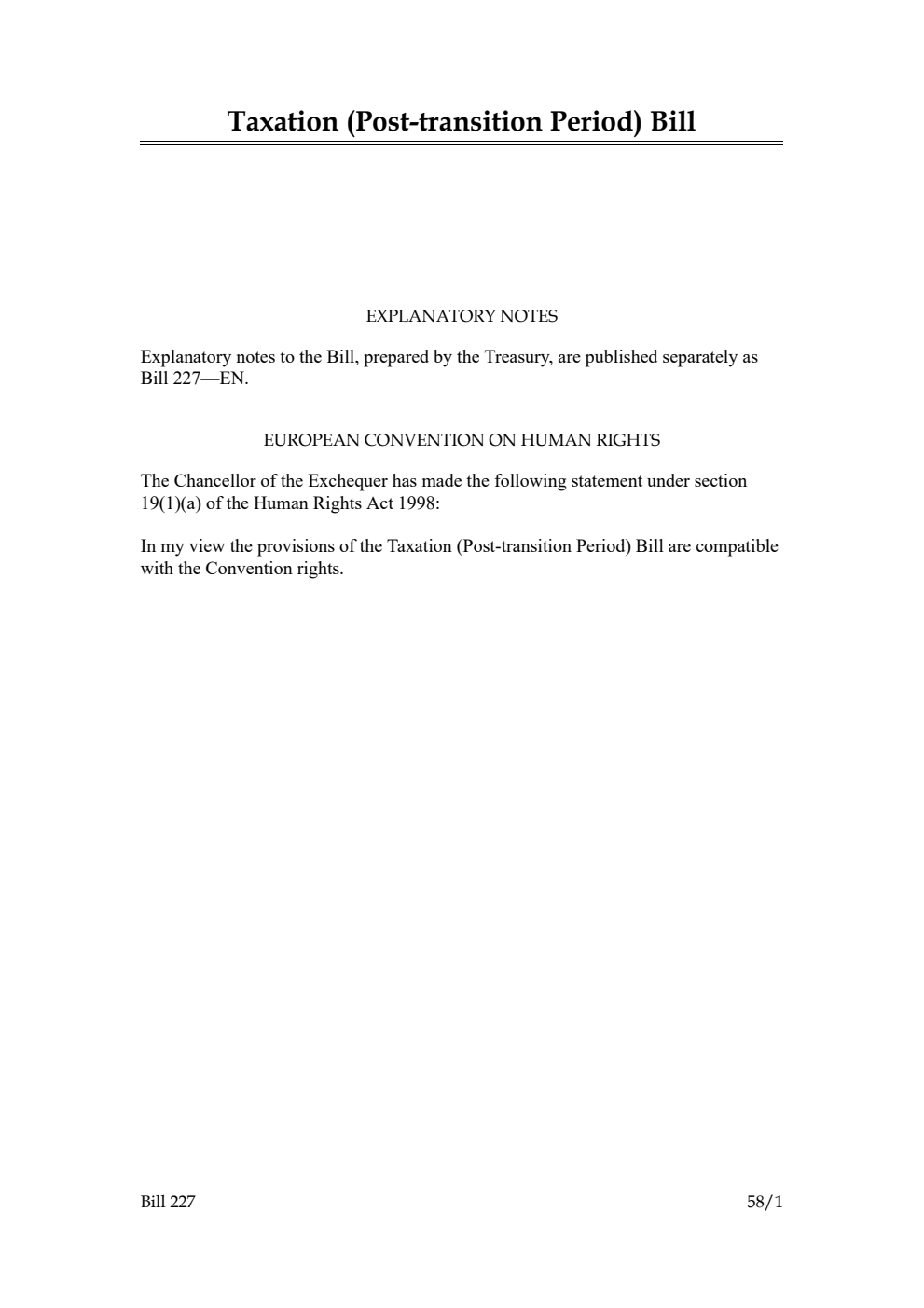 Taxation (Post-transition Period) Bill