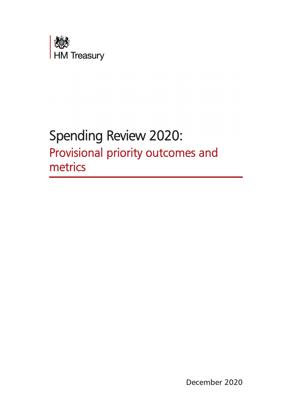 Spending Review 2020: Provisional priority outcomes and metrics