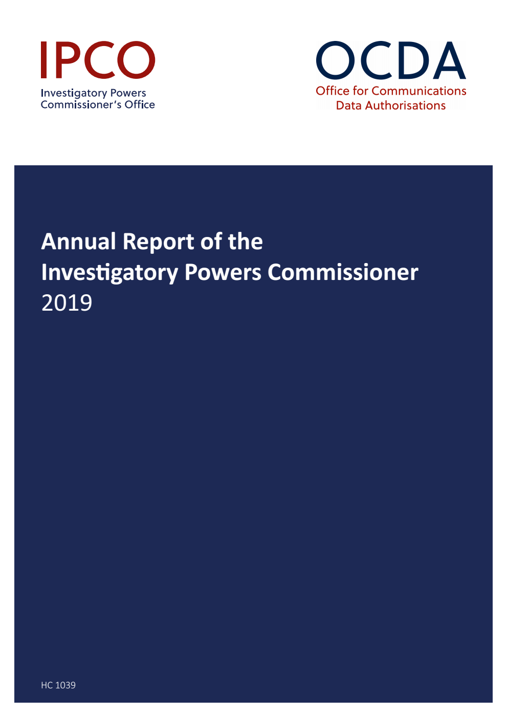 Annual Report of the Investigatory Powers Commissioner 2019
