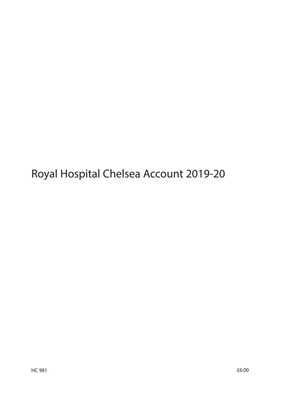 Royal Hospital Chelsea Account 2019-20