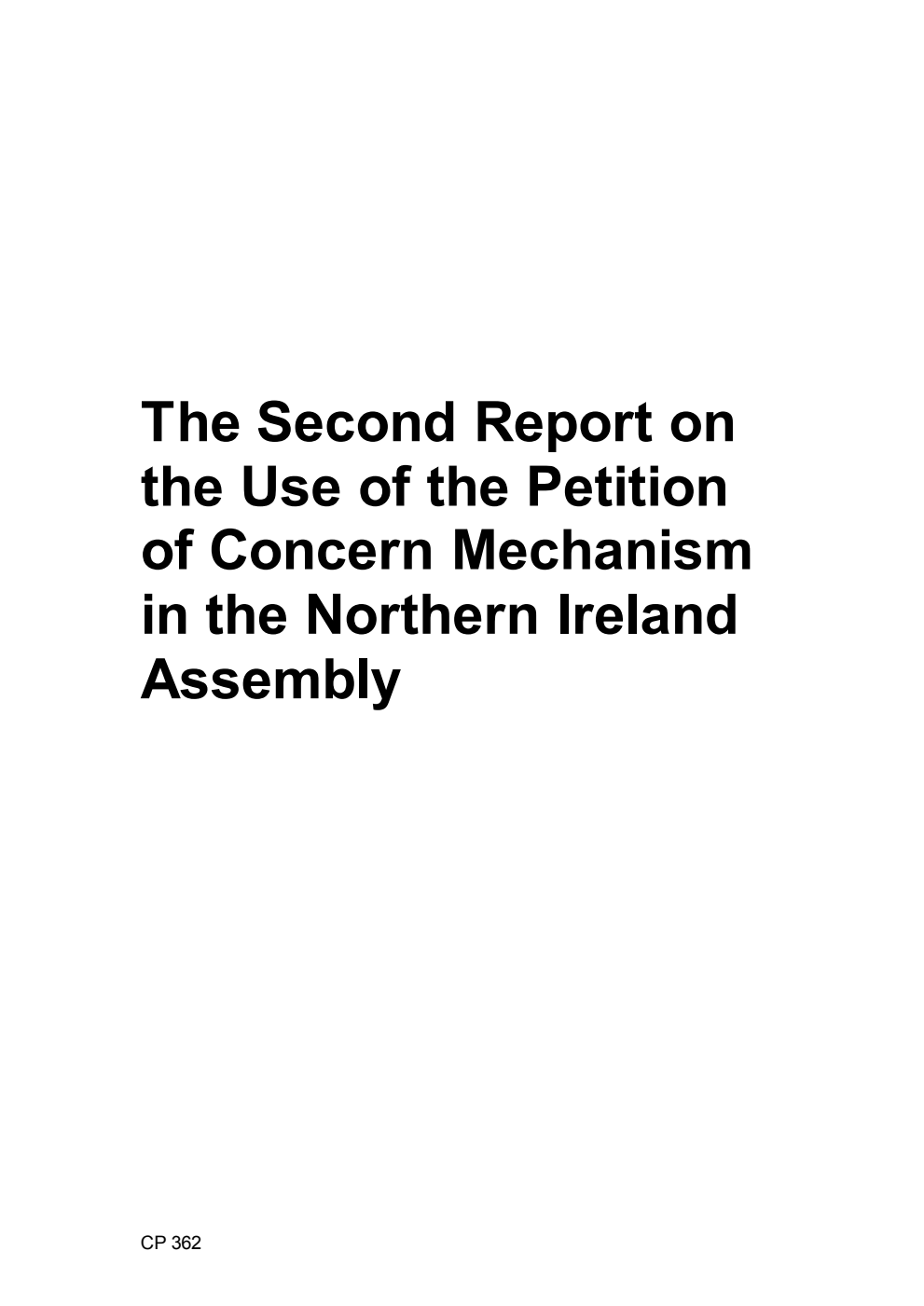 The Second Report on the Use of the Petition of Concern Mechanism in the Northern Ireland Assembly