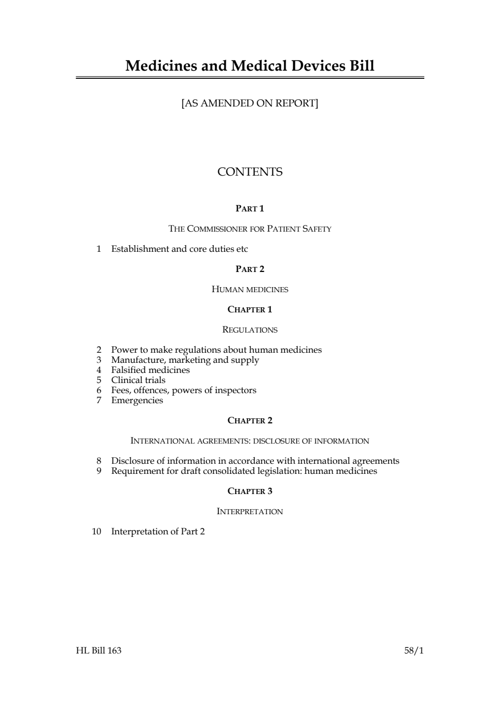 Medicines and Medical Devices Bill [as amended on Report]