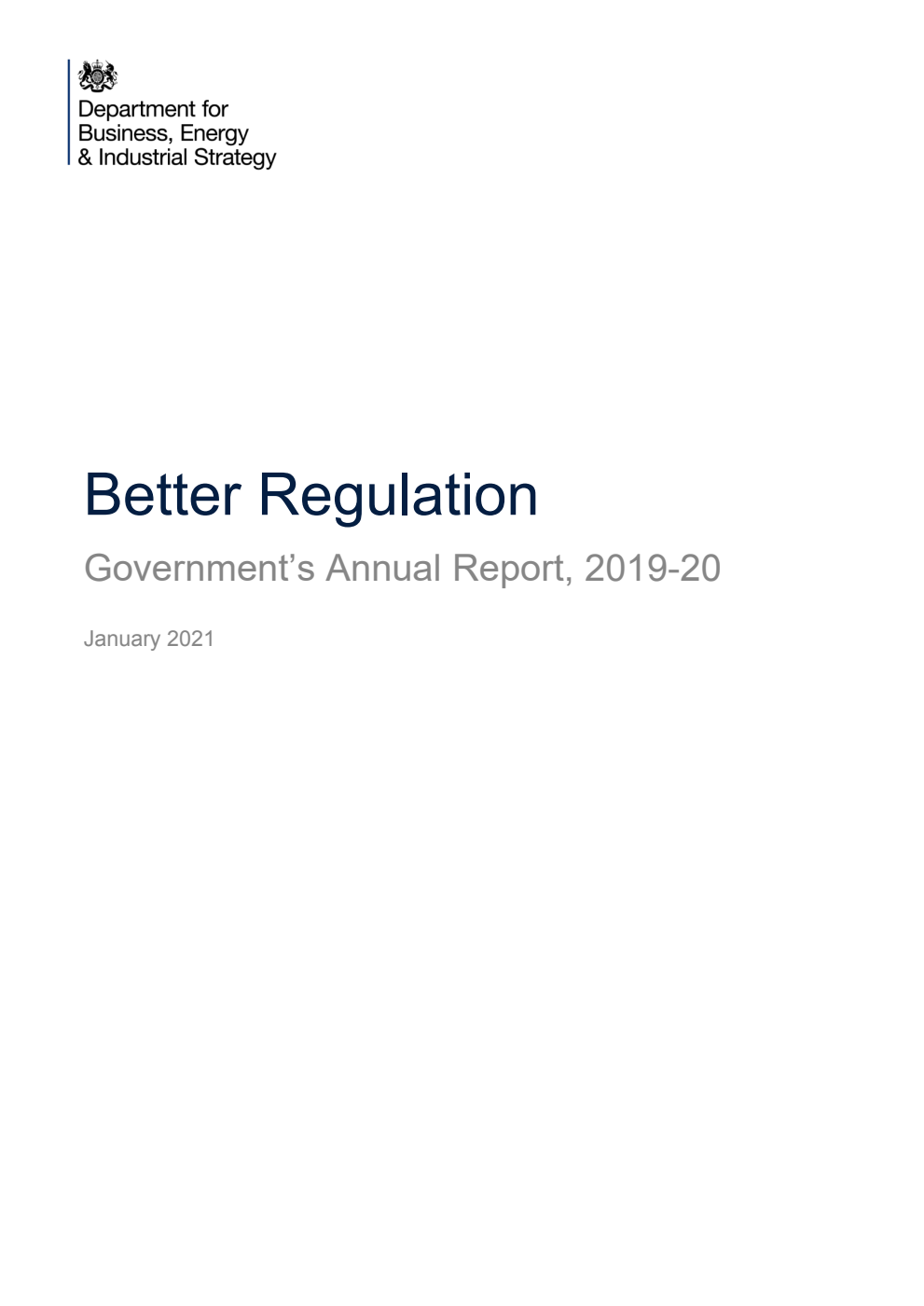 Better Regulation: Government’s Annual Report, 2019-20