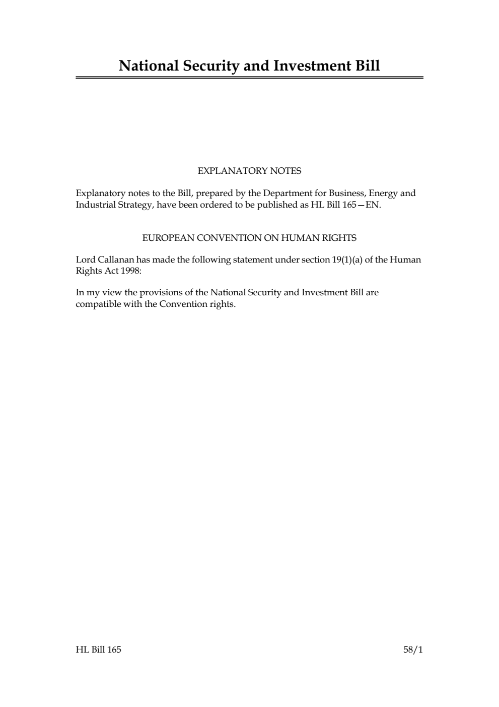 National Security and Investment Bill