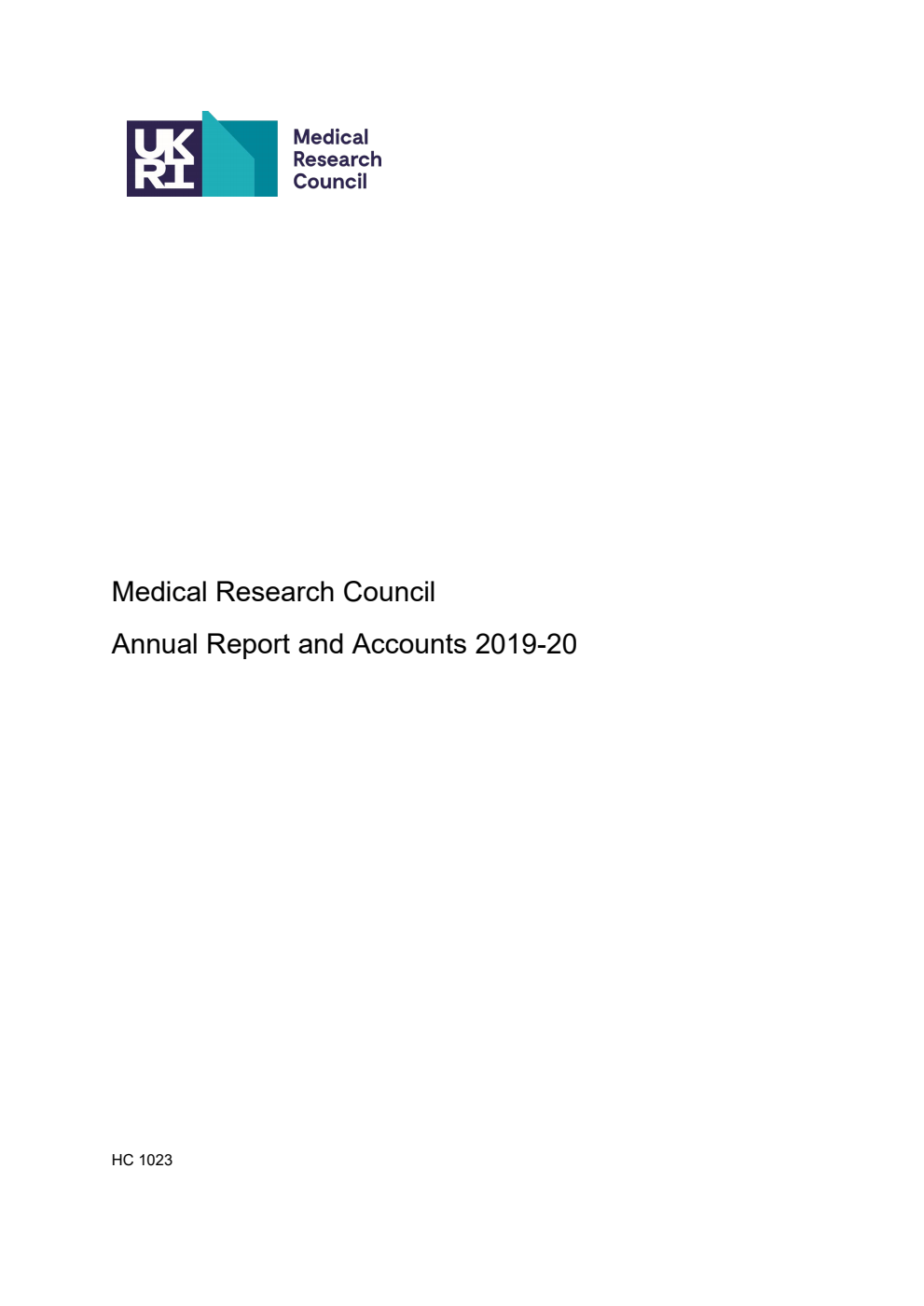 Medical Research Council Annual Report and Accounts 2019-20