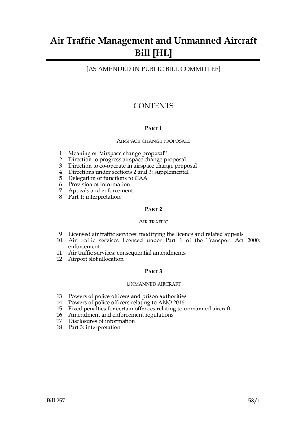 Air Traffic Management and Unmanned Aircraft Bill [as amended in Public Bill Committee]
