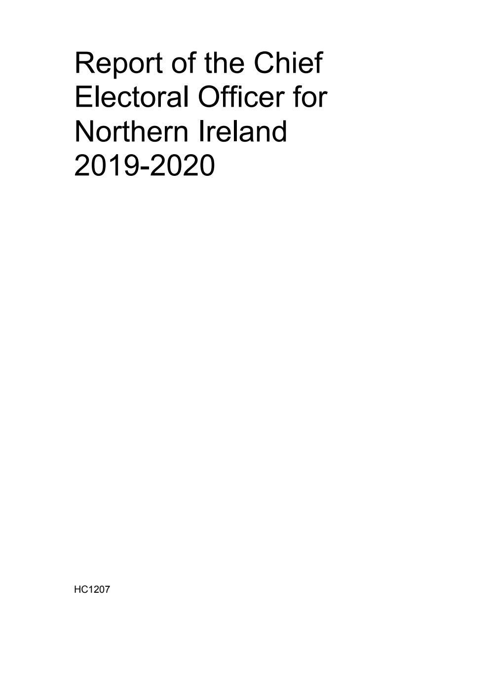 Report of the Chief Electoral Officer for Northern Ireland 2019-2020