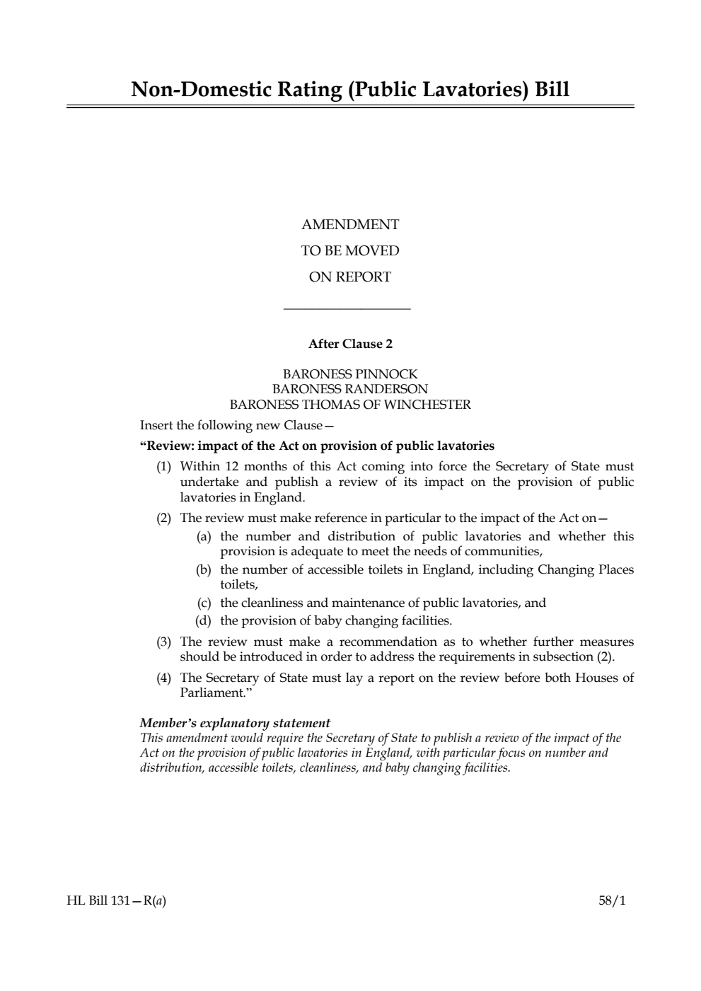 Non-Domestic Rating (Public Lavatories) Bill Amendment to be moved on Report