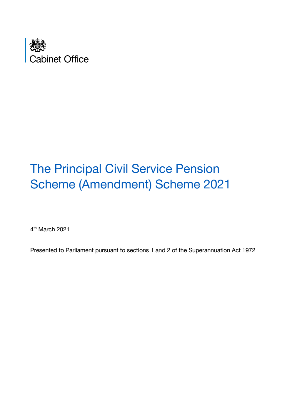 The Principal Civil Service Pension Scheme (Amendment) Scheme 2021
