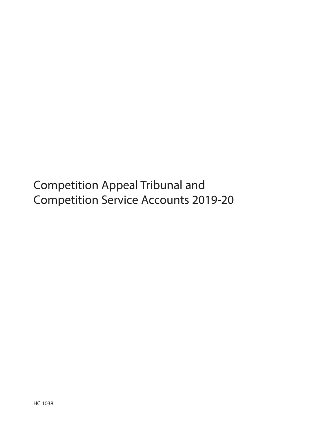 Competition Appeal Tribunal and Competition Service Accounts 2019-20