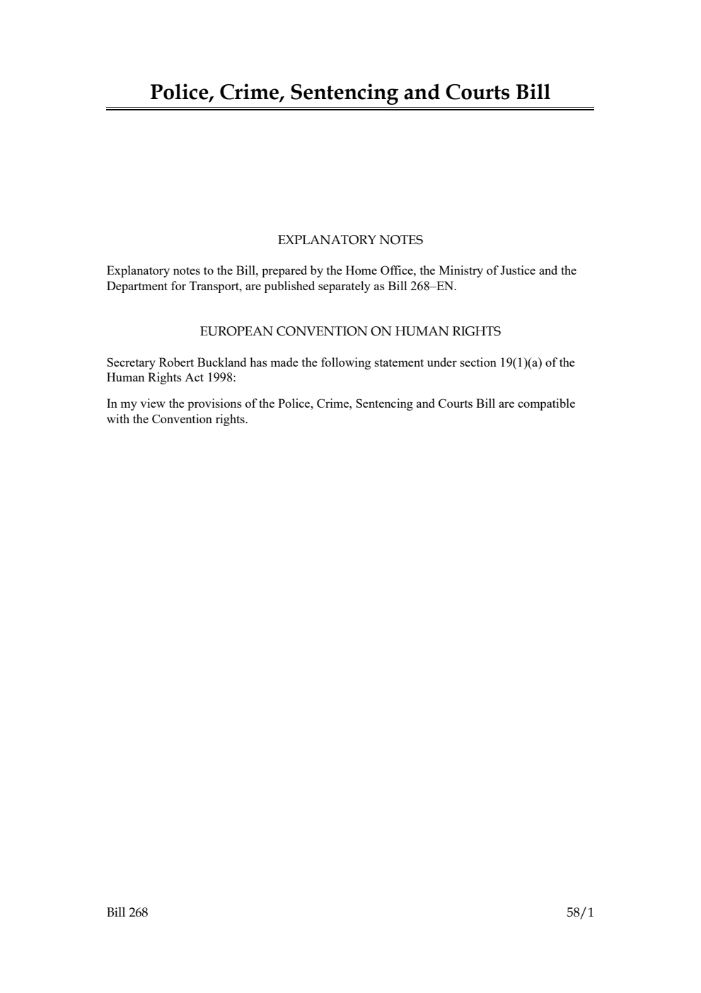 Police, Crime, Sentencing and Courts Bill