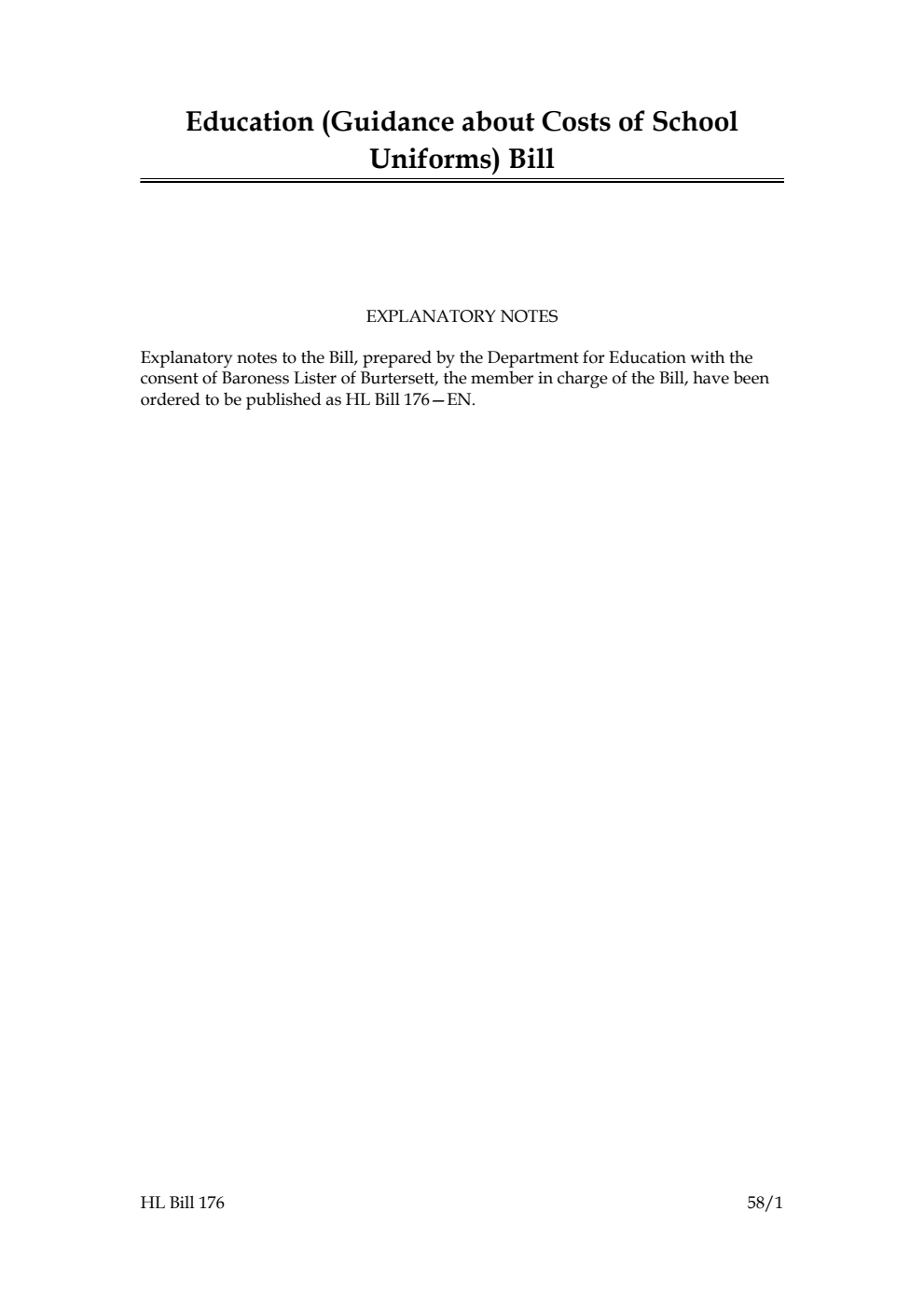 Education (Guidance about Costs of School Uniforms) Bill