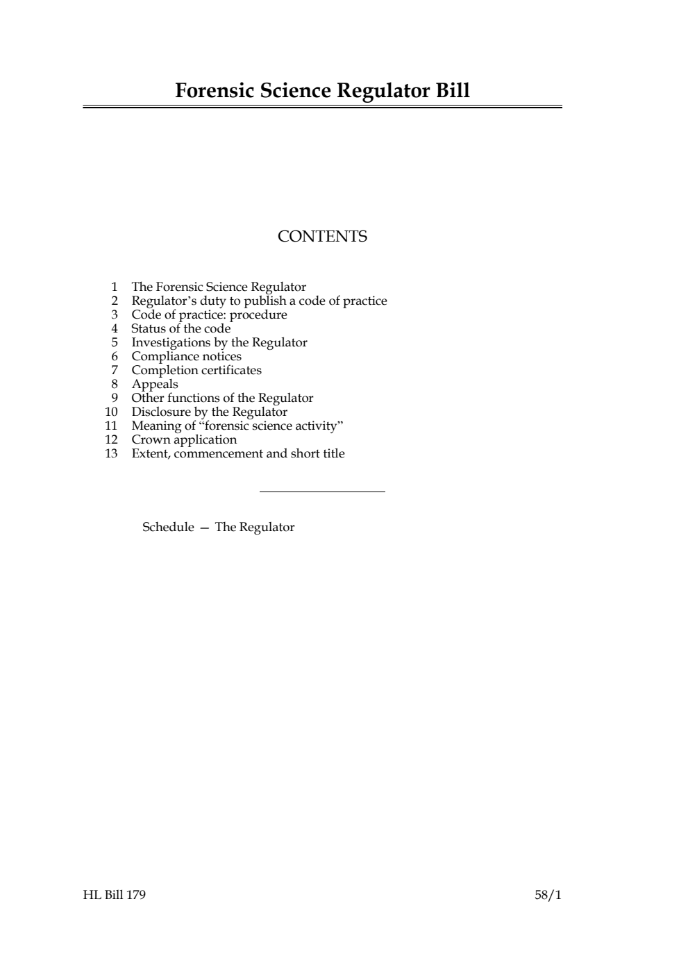 Forensic Science Regulator Bill