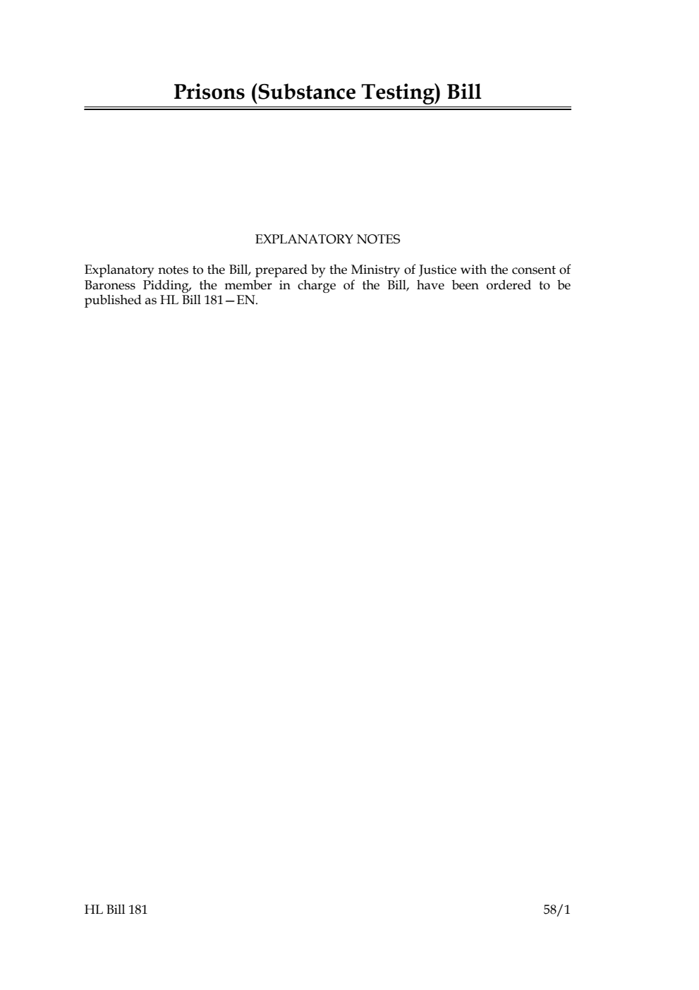 Prisons (Substance Testing) Bill