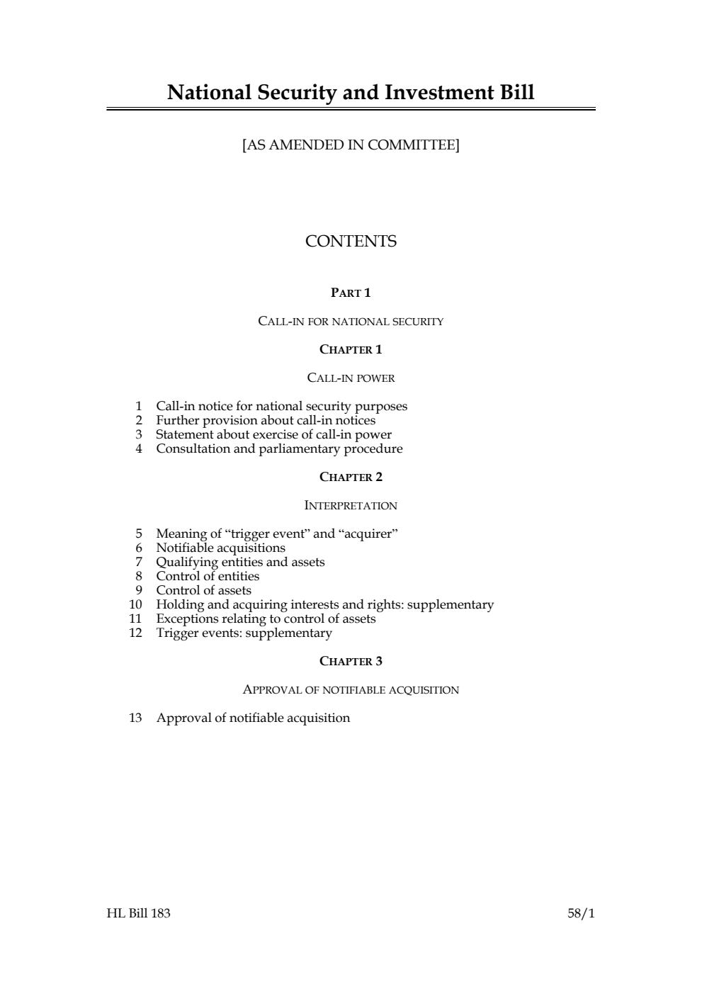 National Security and Investment Bill [as amended in Committee]