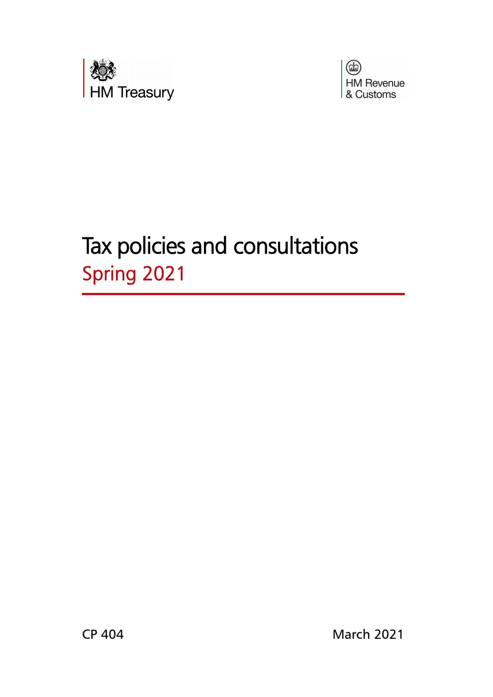 Tax policies and consultations. Spring 2021