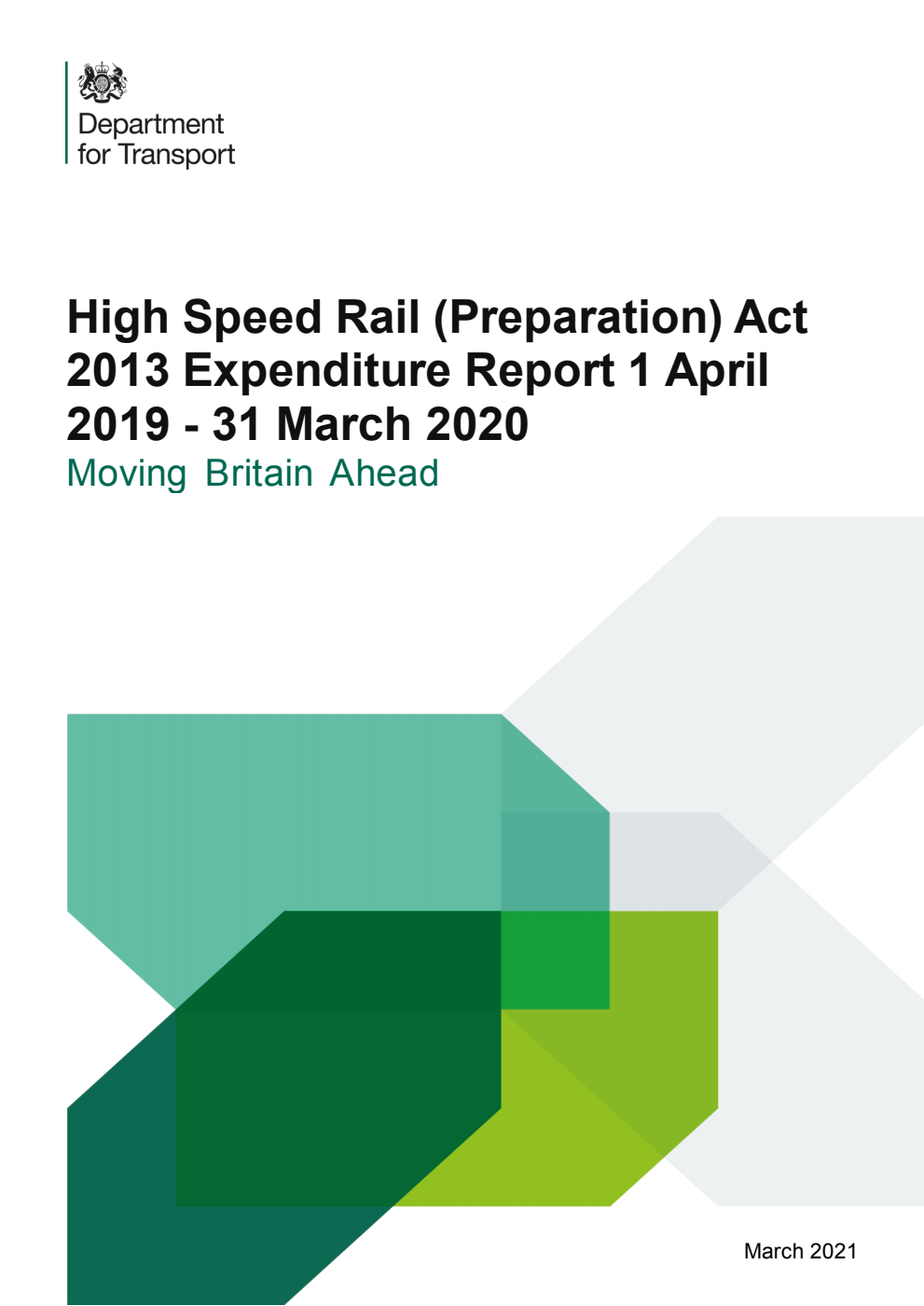 High Speed Rail (Preparation) Act 2013 Expenditure Report 1 April 2019 - 31 March 2020. Moving Britain Ahead