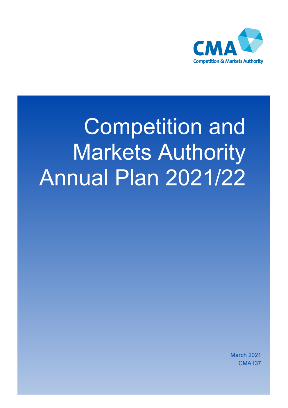 Competition and Markets Authority Annual Plan 2021/22