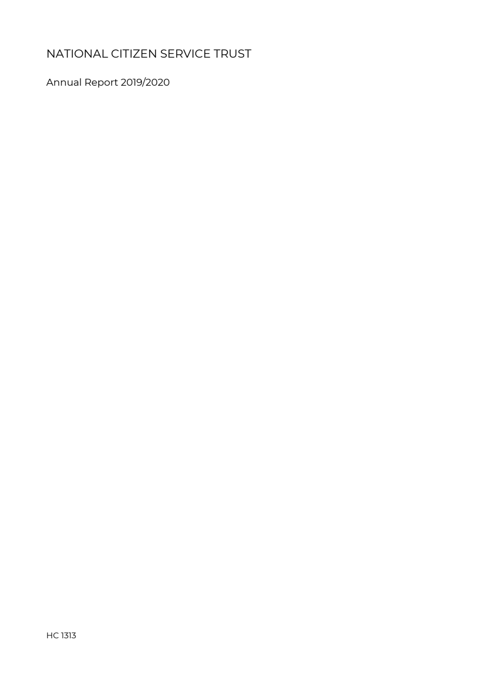 National Citizen Service Trust Annual Report and Accounts 2019/2020