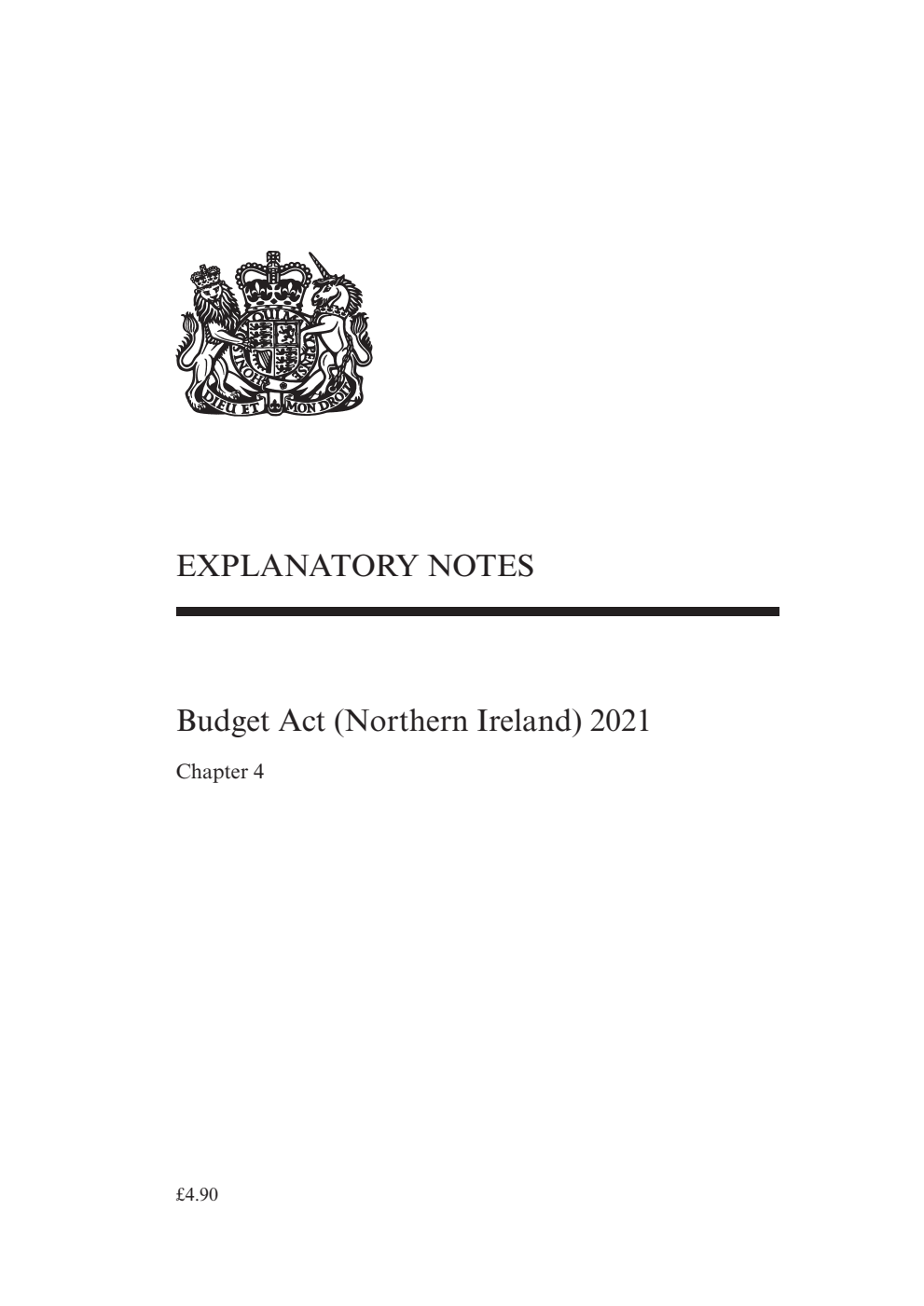 Budget Act Northern Ireland 2021 Explanatory Notes