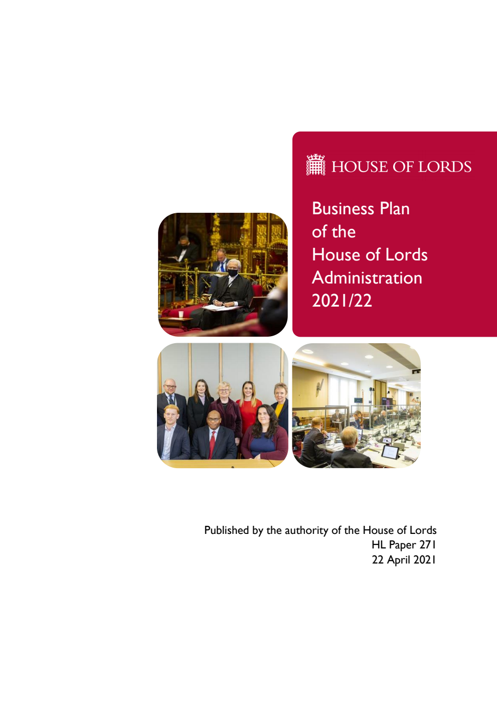 Business Plan of the House of Lords Administration 2021/22