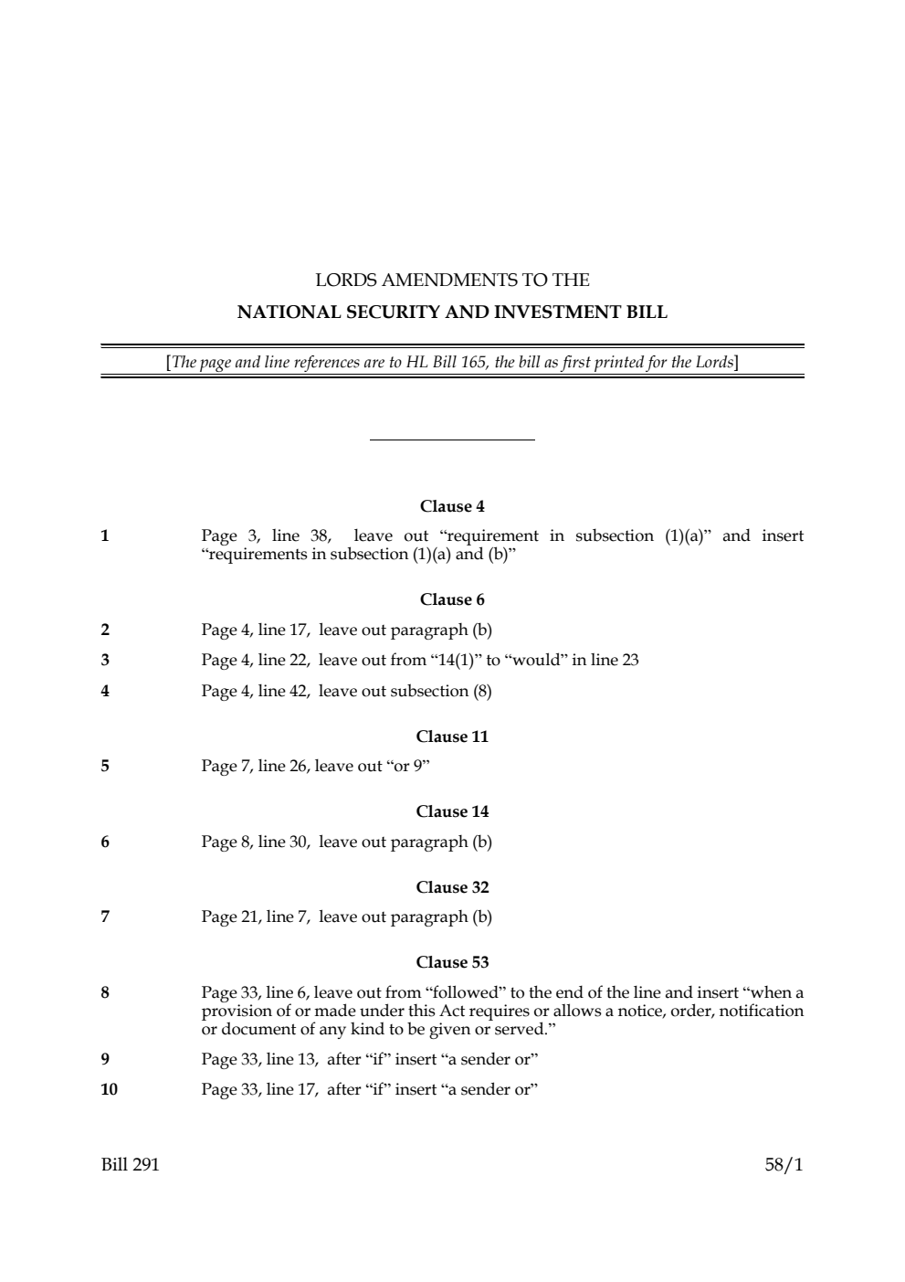 Lords Amendments to the National Security and Investment Bill