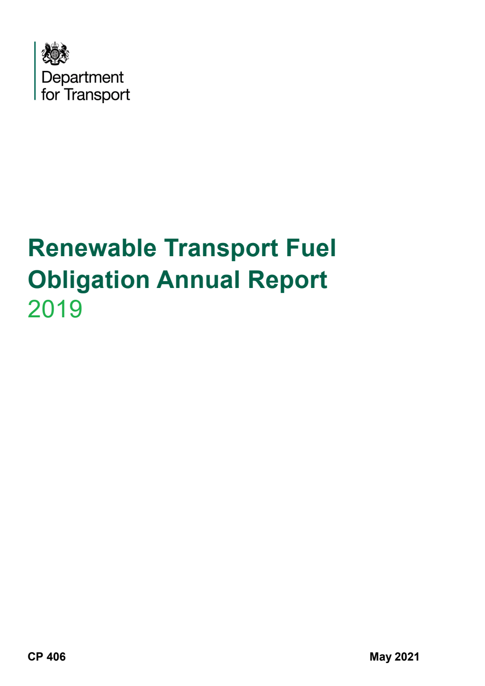 Renewable Transport Fuel Obligation Annual Report 2019