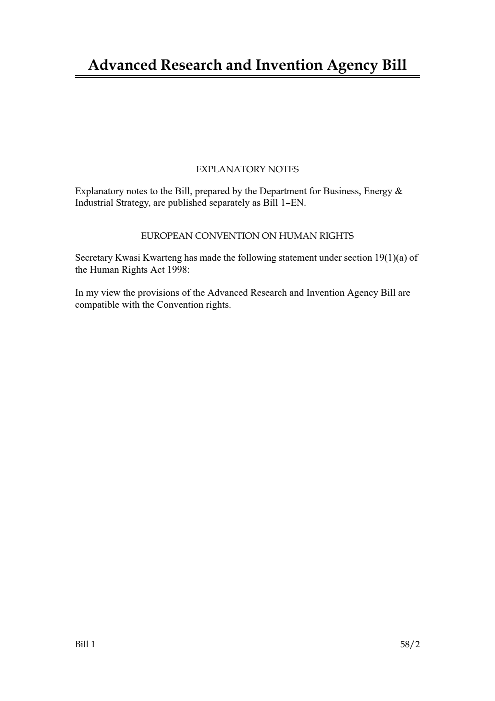 Advanced Research and Invention Agency Bill