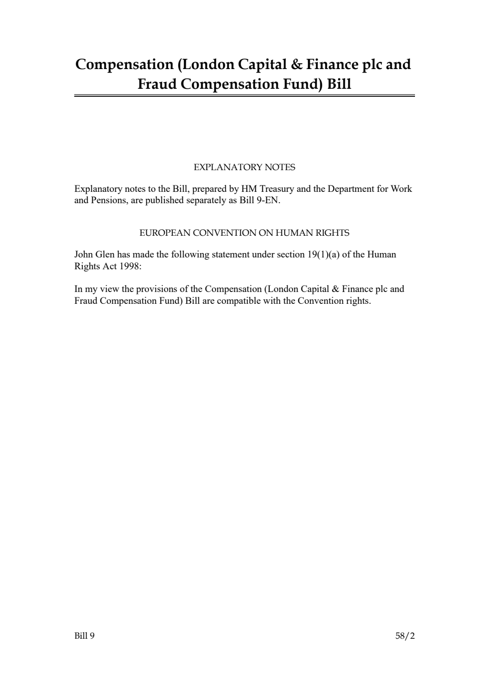 Compensation (London Capital & Finance plc and Fraud Compensation Fund) Bill