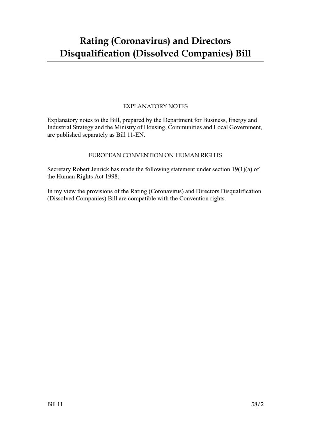 Rating (Coronavirus) and Directors Disqualification (Dissolved Companies) Bill