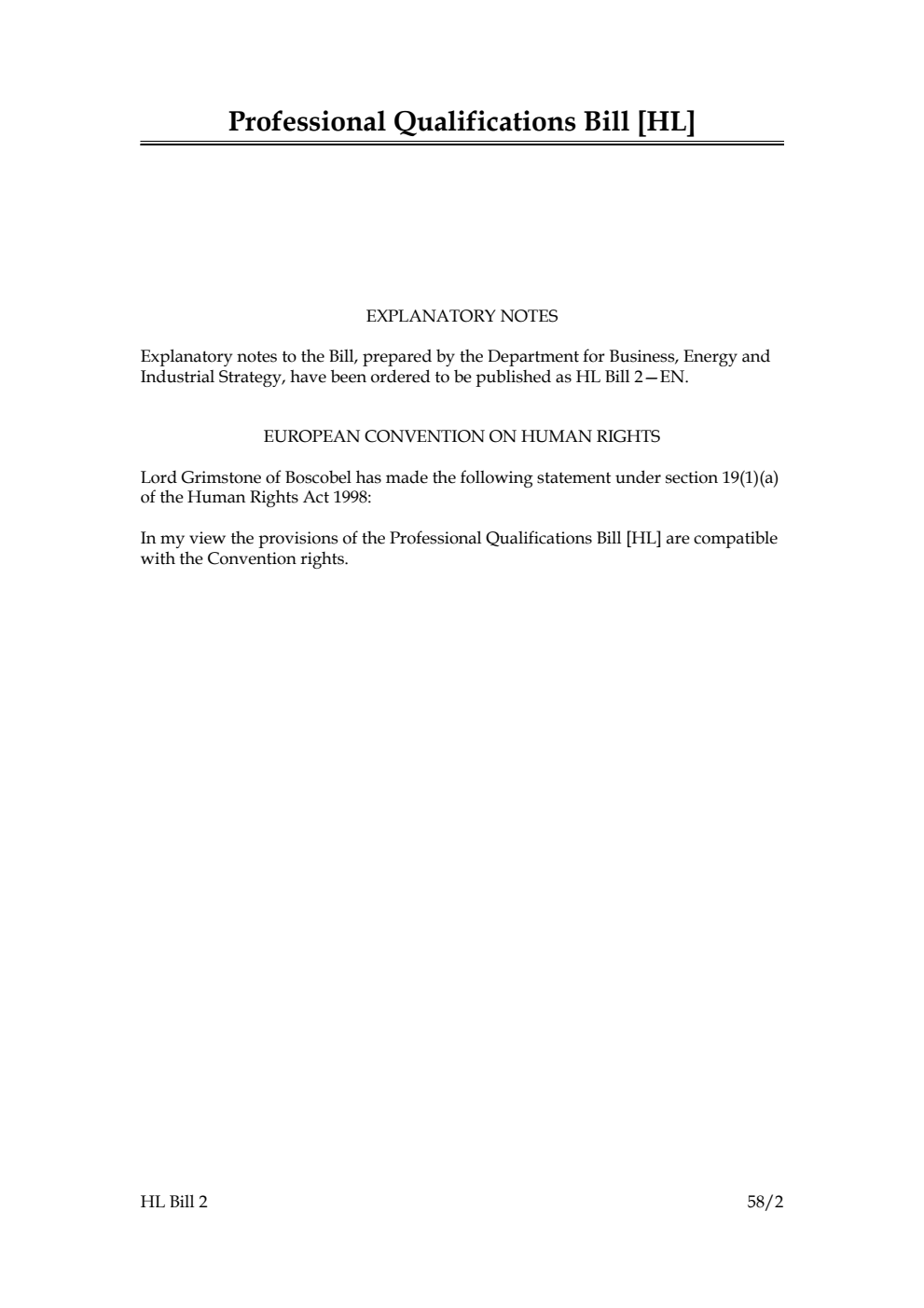 Professional Qualifications Bill