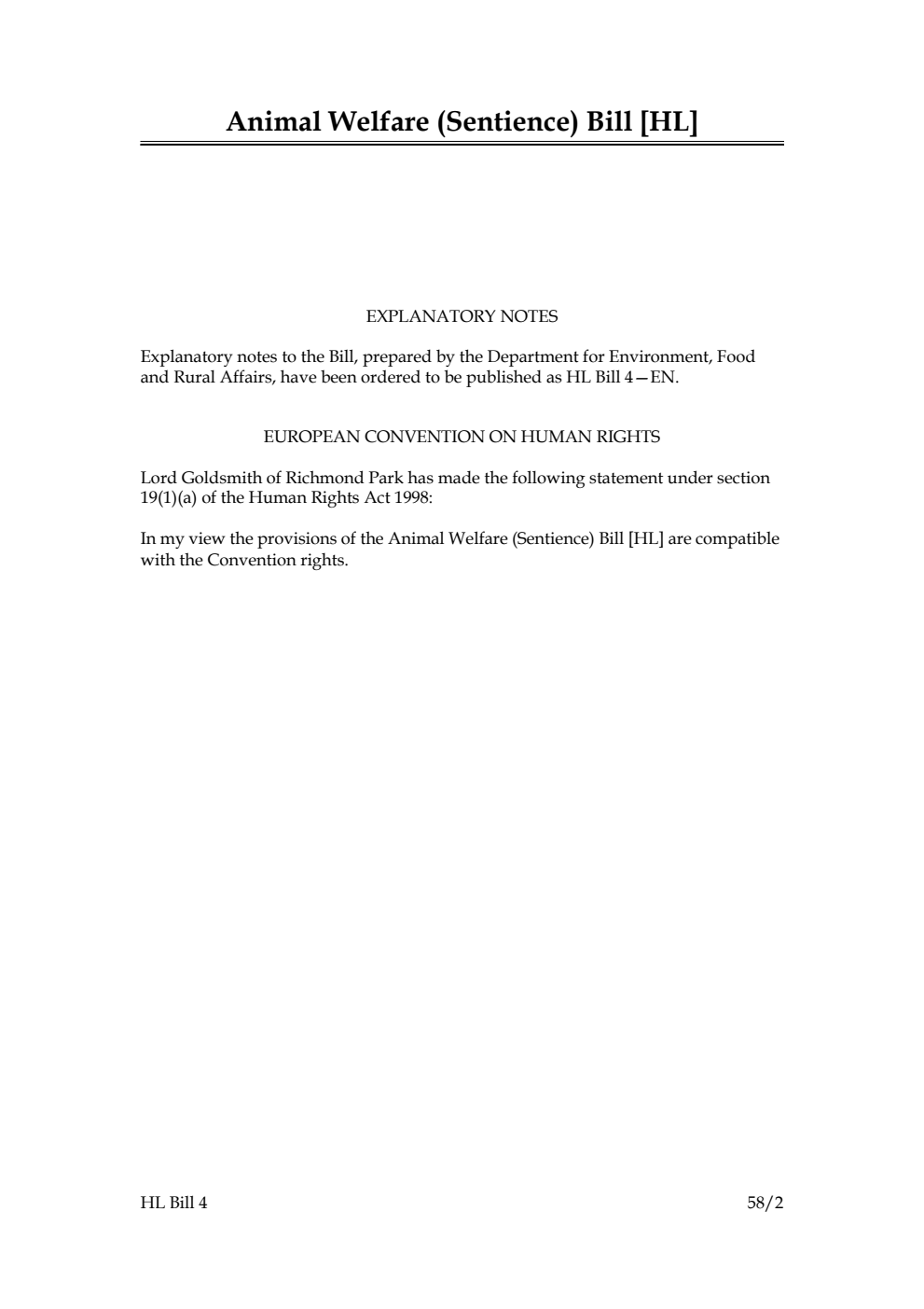 Animal Welfare (Sentience) Bill