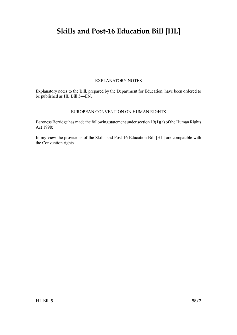 Skills and Post-16 Education Bill