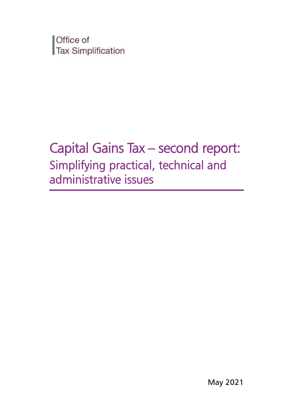 Capital Gains Tax review – second report: Simplifying practical, technical and administrative issues
