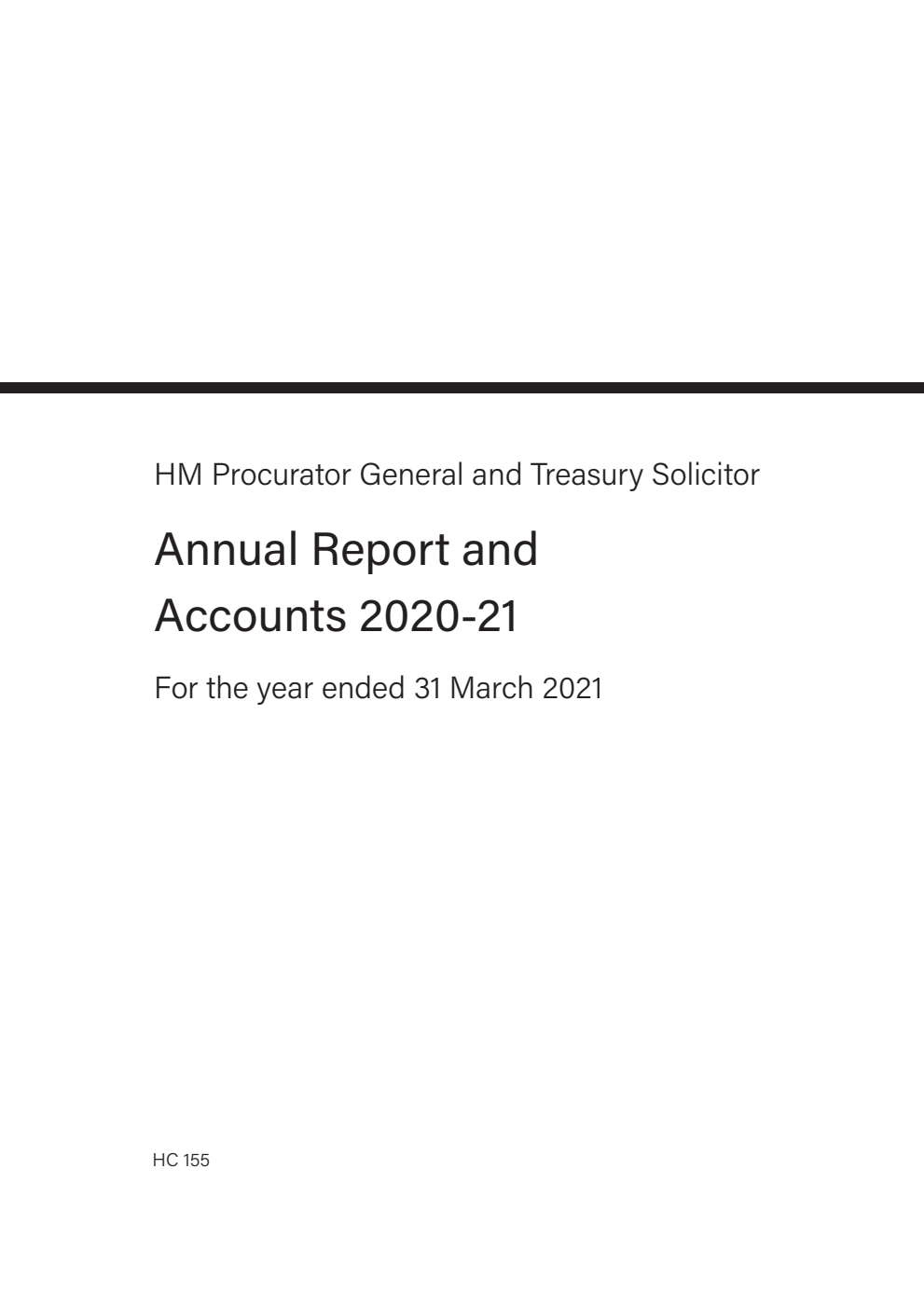 HM Procurator General and Treasury Solicitor Annual Report and Accounts 2020-21 for the year ended 31 March 2021