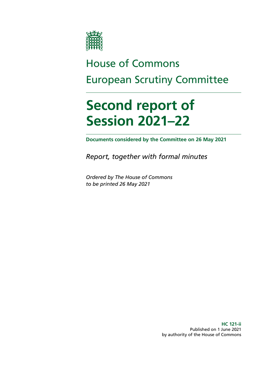 European Scrutiny Committee 2nd Report of Session 2021-22