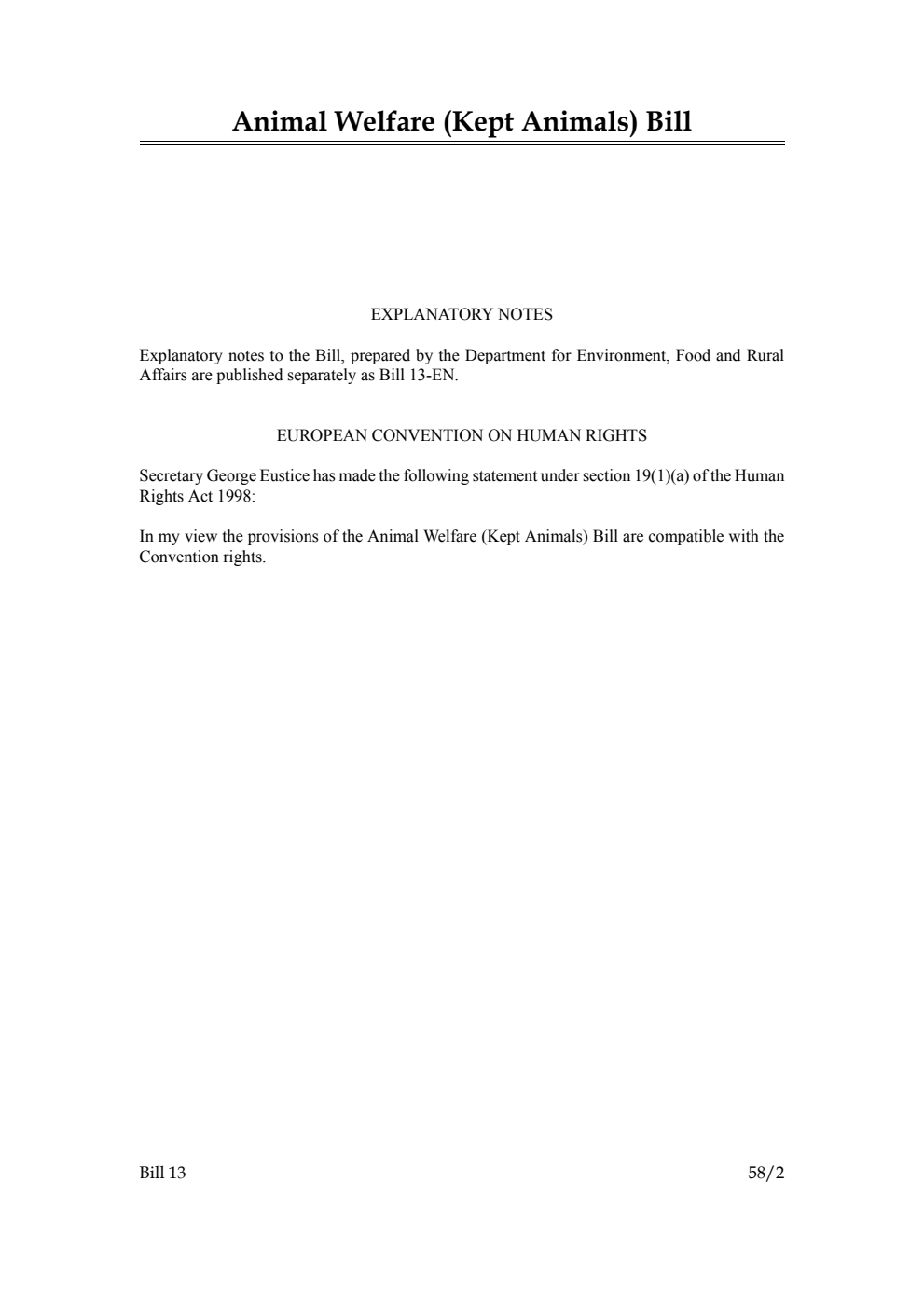 Animal Welfare (Kept Animals) Bill